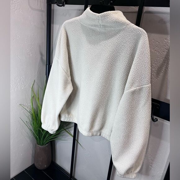 PacSun Fleece Funnel Neck Oversized Cropped Sweatshirt Size Small - Picture 14 of 15